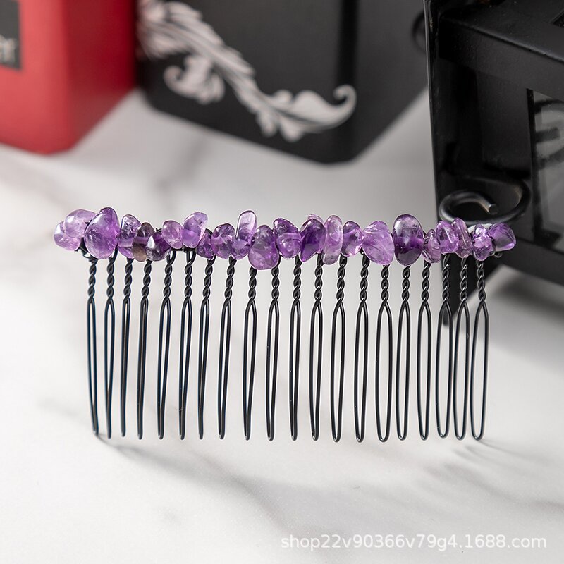 Wholesale Gravel Crystal 20 Teeth Black Hair Comb Metal Hair Clips